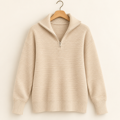 Amelie | Textured Half-Zip Pullover
